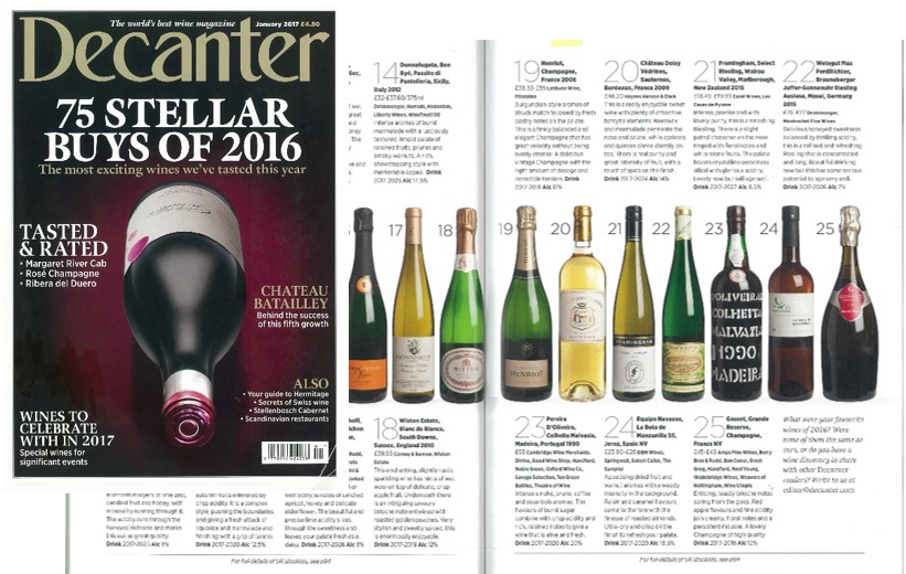 アンリオ ミレジメ2006 Decanter誌が選ぶ2016年「今買いの綺羅星ワイン 